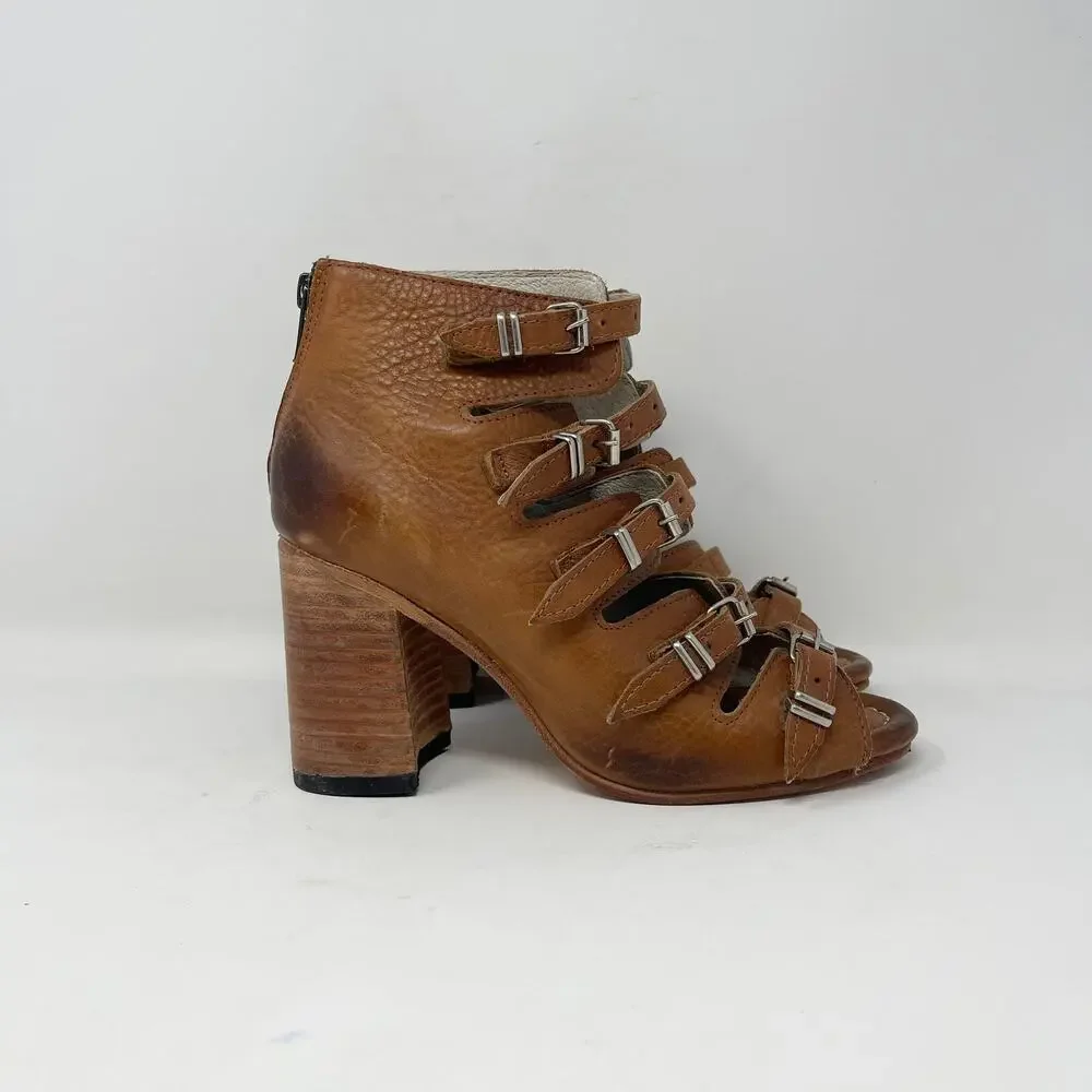 Freebird Steven Topaz Gladiator‎ Sandal Womens 7 Brown Leather Heel Boho Western